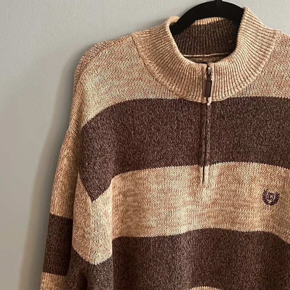 Men’s 2XL XXL Grandpa core half zip thick chunky striped sweater